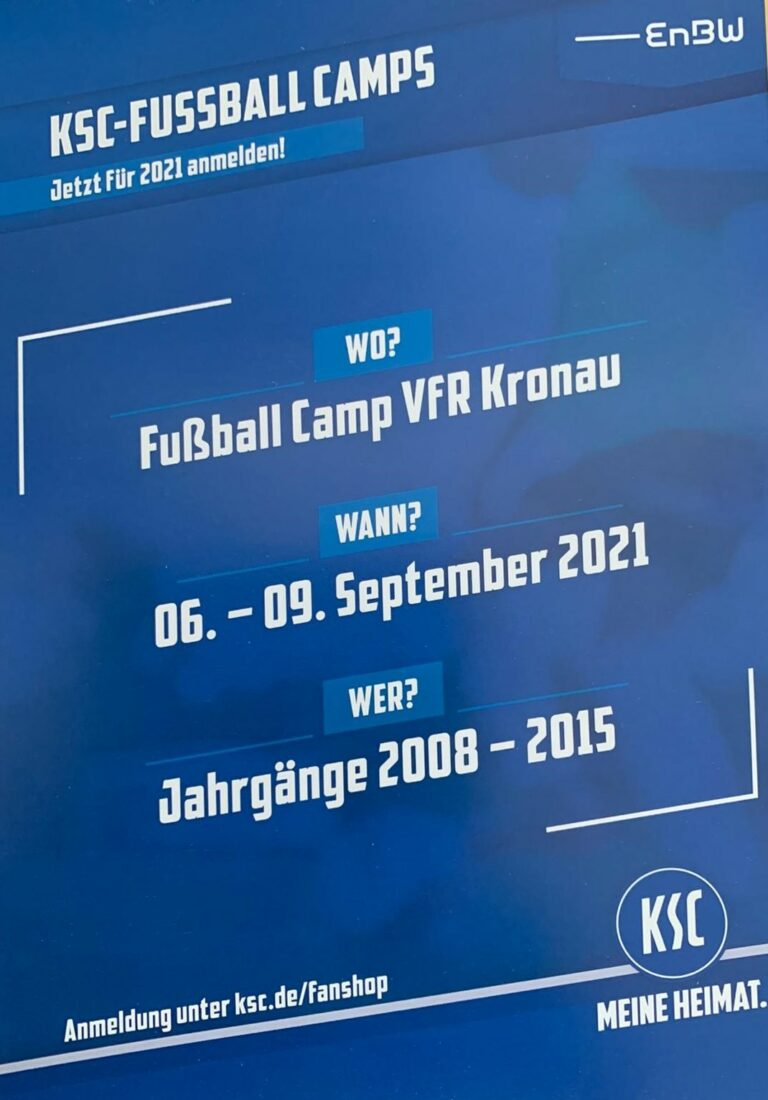 KSC Fußball-Camp 2021 auf dem Kronauer Sportgelände